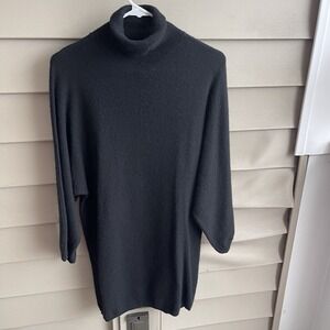 Karoo By‎ Mark Eisen 100% Cashmere Turtleneck Tunic Sweater Black Size Medium